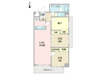 シャトー桃山台(2SLDK/6階)の間取り写真