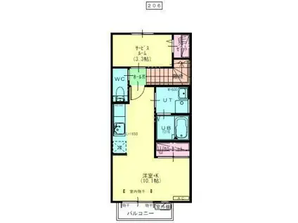 アウル桜町A棟(1SK/2階)の間取り写真