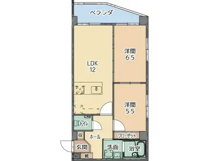 トーマス南城(2LDK/4階)の間取り写真