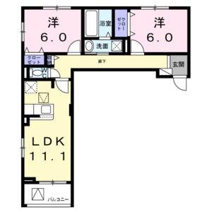 サンロイヤルⅠ(2LDK/1階)の間取り写真