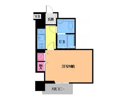 ルーラル20番館(1K/8階)の間取り写真