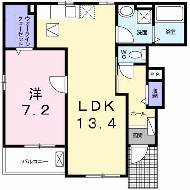 サニーサイド(1LDK/1階)の間取り写真