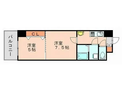 ロイヤル呉服(2K/10階)の間取り写真