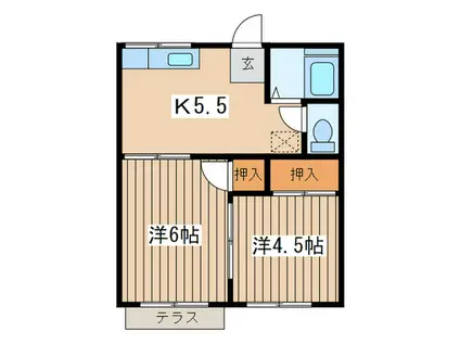 砂川荘(2K/1階)の間取り写真