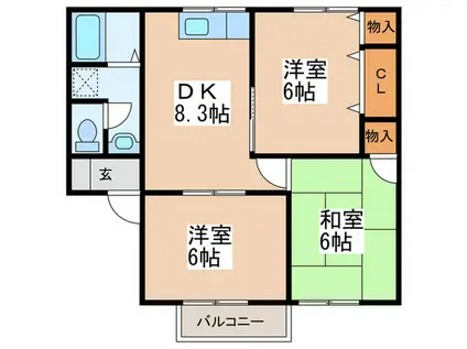 ハイツスイーダT(3DK/2階)の間取り写真