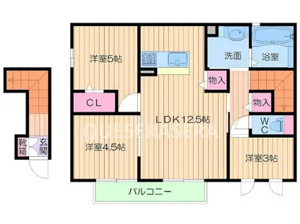 メゾン ド フルールII(3LDK/2階)の間取り写真
