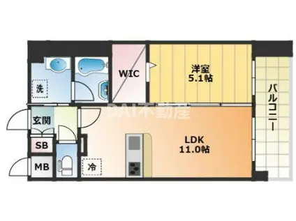 ラ・リヴィエール(1LDK/3階)の間取り写真