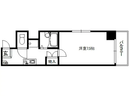 千丸シンフォニーハウス(1K/2階)の間取り写真