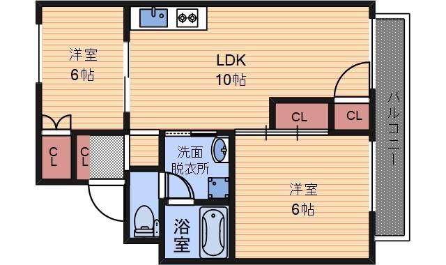 エレガンツァカーサ(2LDK/2階)の間取り写真