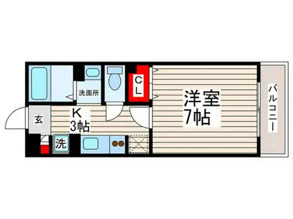 ボン リジェール(1K/2階)の間取り写真