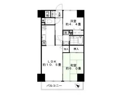 ロイヤルプラザ浅草(2LDK/5階)の間取り写真