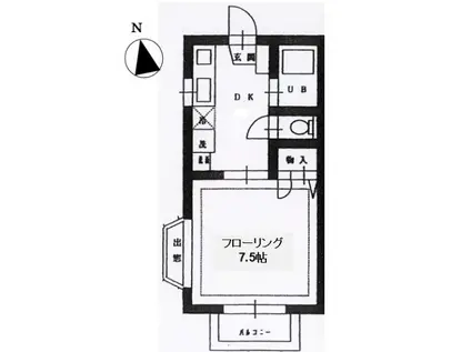 コーポ・ルナII(1DK/1階)の間取り写真