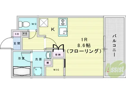 ウェルスクエア池田住吉(ワンルーム/1階)の間取り写真