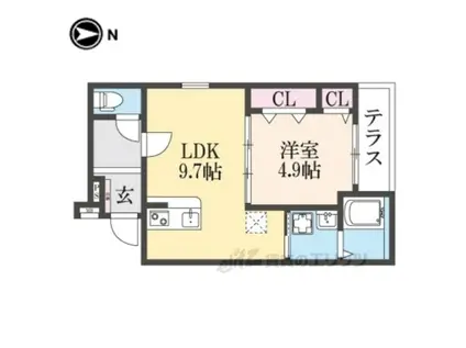 フジパレス花園中央公園南2番館(1LDK/2階)の間取り写真