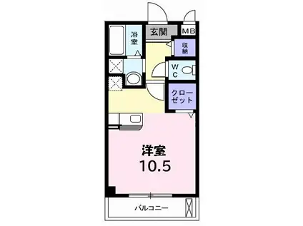 メゾン アウローラ(ワンルーム/2階)の間取り写真