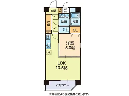 レインボーヒルズ(1LDK/3階)の間取り写真