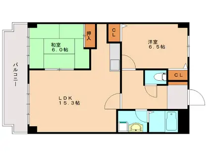 アフロディーテ(2LDK/4階)の間取り写真