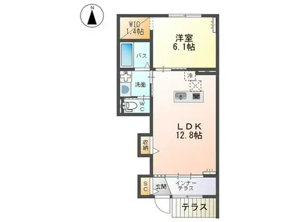 グレーシア(1LDK/1階)の間取り写真