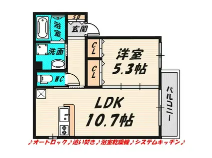 RIVIERE太子橋今市(1LDK/1階)の間取り写真