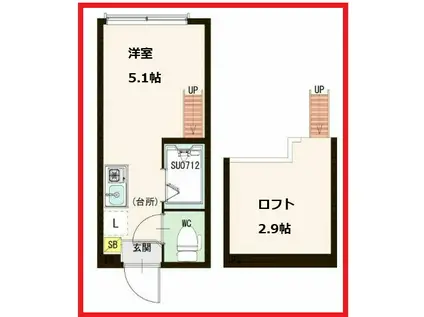 エターナルコートヒライ(ワンルーム/1階)の間取り写真