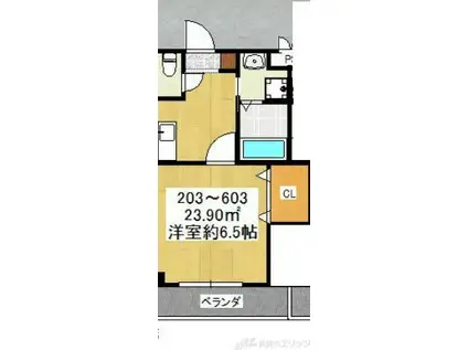 メゾンドアヴェルIV(1K/3階)の間取り写真