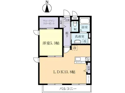 MAISON LE COCON(1LDK/1階)の間取り写真
