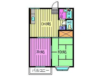 メゾンドール(2DK/2階)の間取り写真