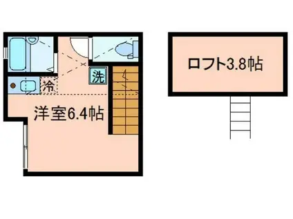 バーミープレイス富士見台(ワンルーム/2階)の間取り写真