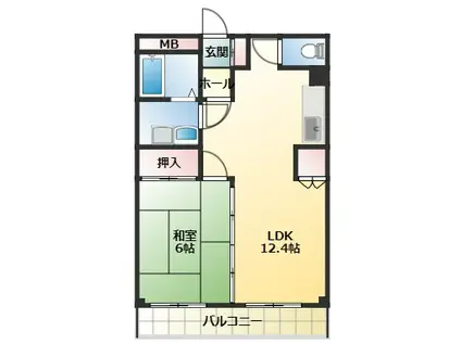 グリーンヒルズ新津(1LDK/3階)の間取り写真
