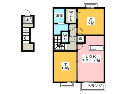 クリムゾンパレス 2(2LDK/2階)の間取り写真