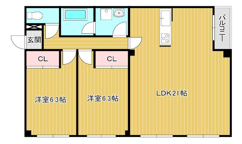 ユニ・コーポ カワムラ(2LDK/1階)の間取り写真