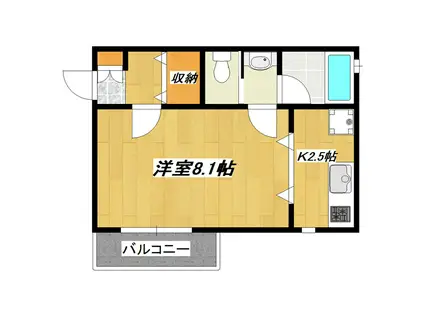 リリックコート笹六長島(1K/1階)の間取り写真