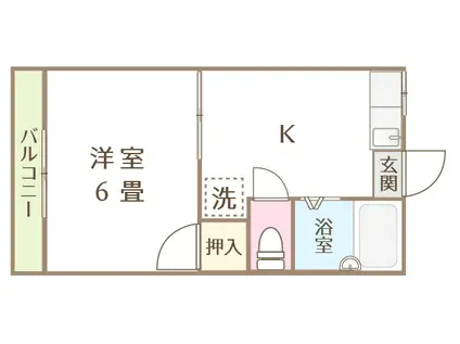 サンパレス宝町B棟(1K/2階)の間取り写真