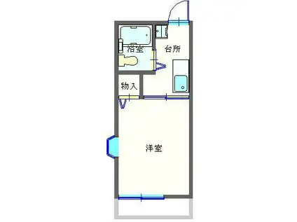 ＪＲ磐越西線 郡山駅(福島) 徒歩47分 2階建 築29年(1K/2階)の間取り写真