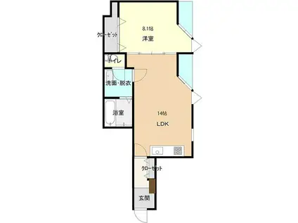 コンチネンタル砂町(1LDK/1階)の間取り写真
