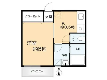 こばしりハイツ(1K/1階)の間取り写真