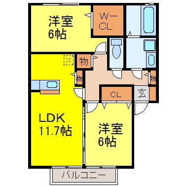 YU壱番館(2LDK/1階)の間取り写真
