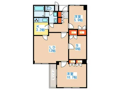 セーロス氷川(2SLDK/3階)の間取り写真