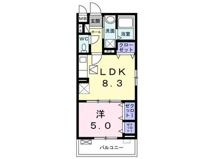 サニースクエア(1LDK/1階)の間取り写真