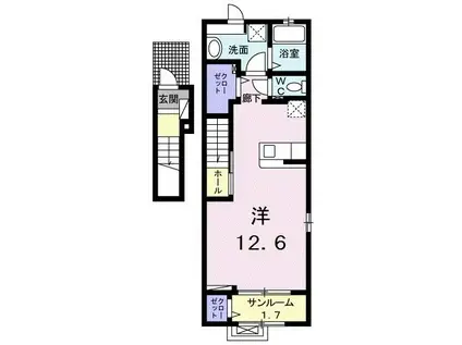 ホワイト・シュロス(ワンルーム/2階)の間取り写真