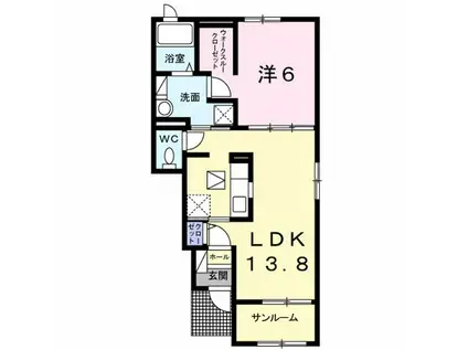 ラビアンローゼA(1LDK/1階)の間取り写真