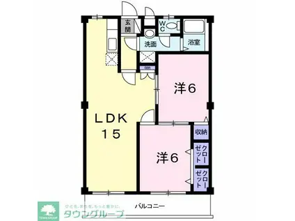 アビタシオンビラージュ2(2LDK/2階)の間取り写真