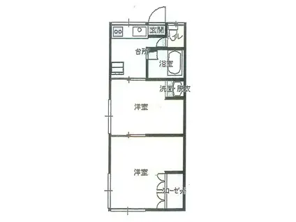 サンドリバーハイツ(2K/2階)の間取り写真