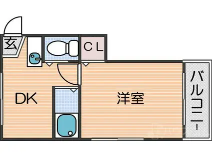 シャトル市大前(1DK/1階)の間取り写真