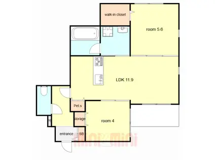 灘区篠原中町2丁目ヘーベルメゾン(2LDK/1階)の間取り写真