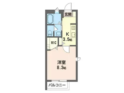 アスセーナ杉田(1K/1階)の間取り写真
