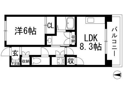 グリーンヒルズ仁川8号棟(1LDK/1階)の間取り写真