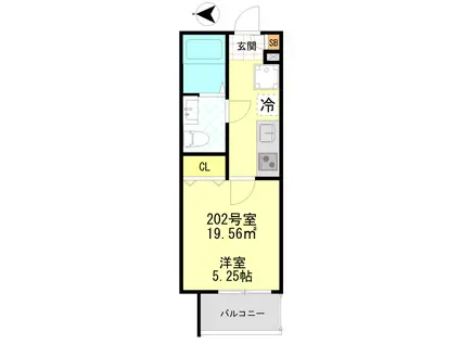 CFジオーレ大師東門前(1K/2階)の間取り写真
