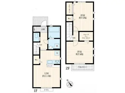 ソレイユ(2LDK/1階)の間取り写真