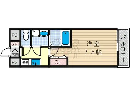 ルイレジデンス天王寺町北(1K/9階)の間取り写真